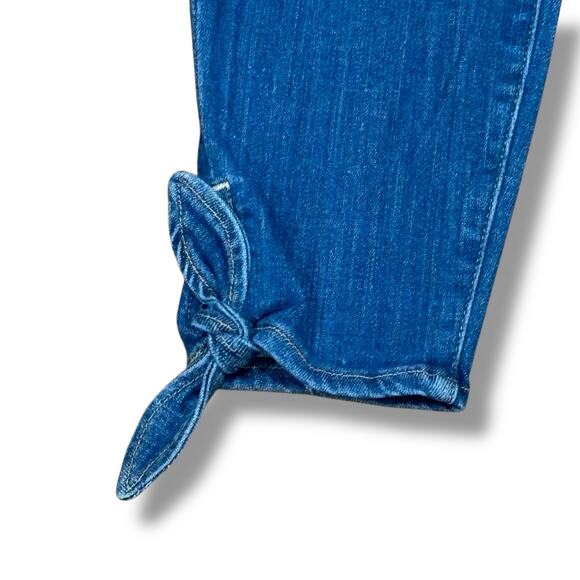 Alice + Olivia Size 28 Med Blue Good High Rise Skinny Crop Ankle Tie Jeans - Picture 6 of 8